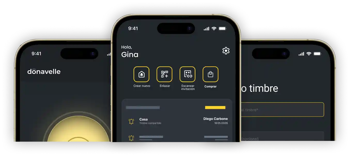 Pantallas de la app Donavelle